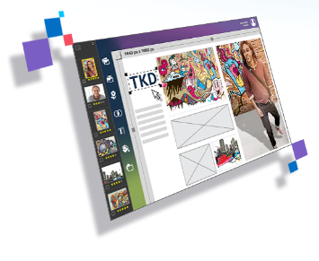 Lenovo screen showing a digital newsletter being designed