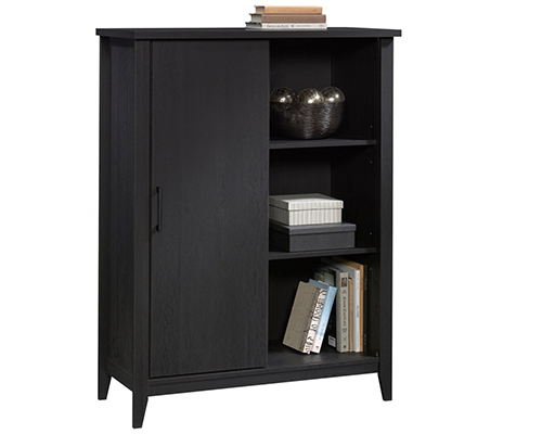 

Sauder Summit Station 52inH Bookcase With Sliding Door, Raven Oak