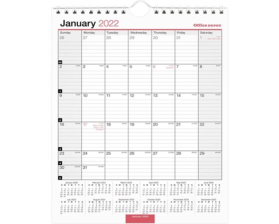 

Office Depot Brand Monthly Wall Calendar, 8in x 11in, White, January To December 2022, OD301328