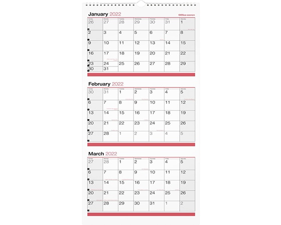 

Office Depot Brand 3-Month Monthly Wall Calendar, 12in x 27in, White, January To December 2022, OD303028