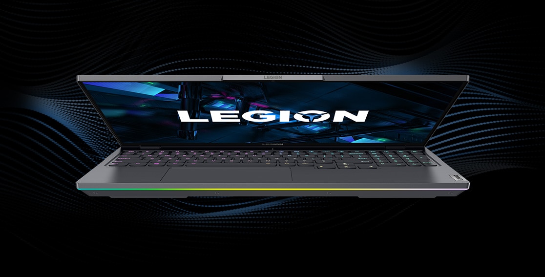 Legion 7i Gen 6 (16” Intel) front facing, top cover sightly closed