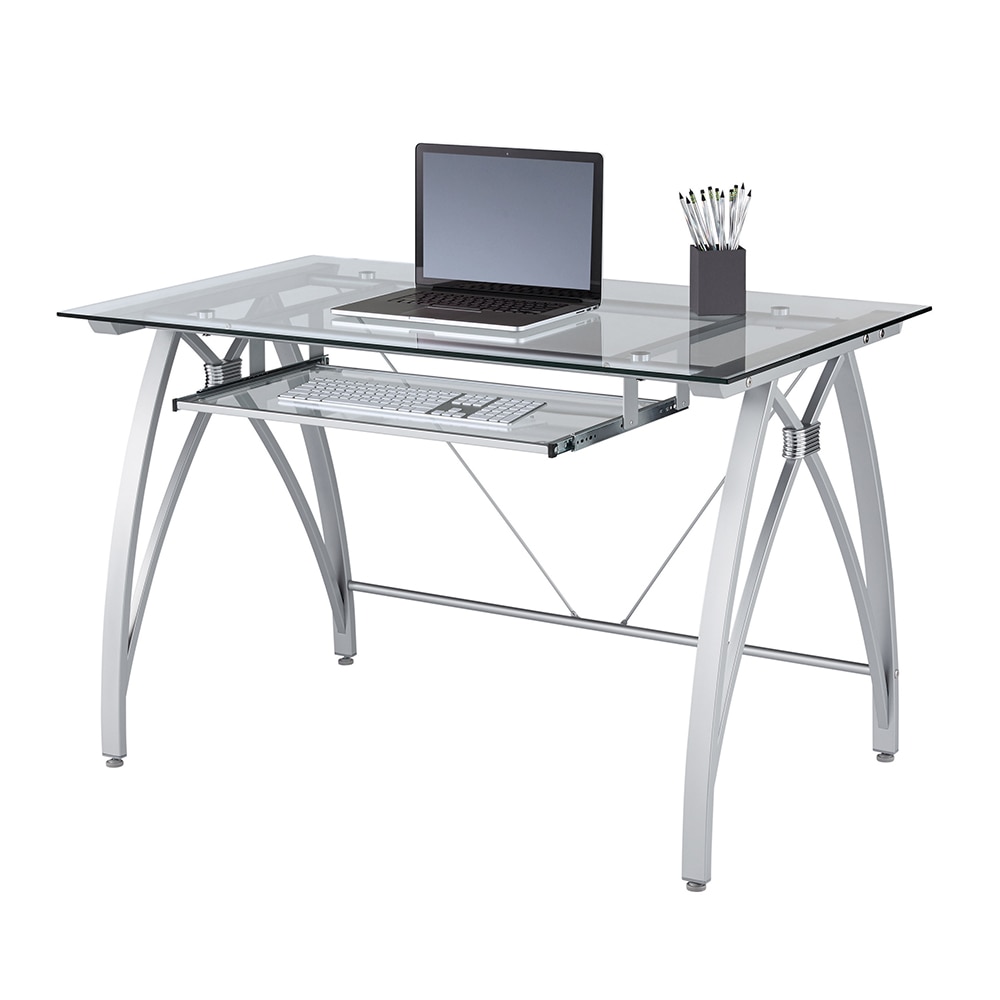 Realspace Vista 48 W Glass Computer Desk Silver Desks Part