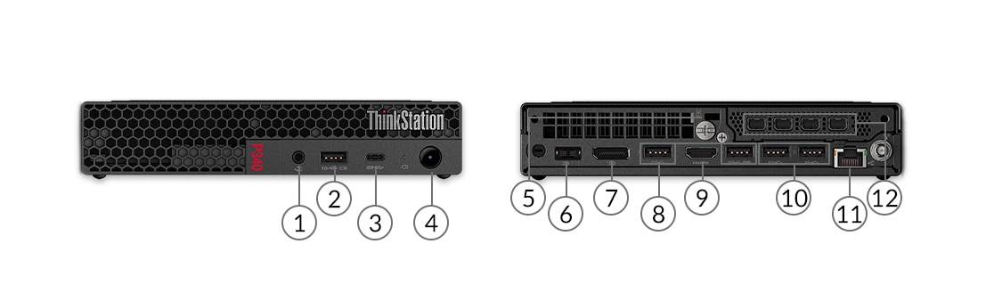 ThinkStation P340 tiny workstation showing ports