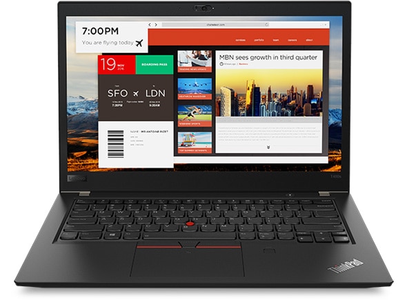 Lenovo ThinkPad T480s - Front shot with multiple apps opened