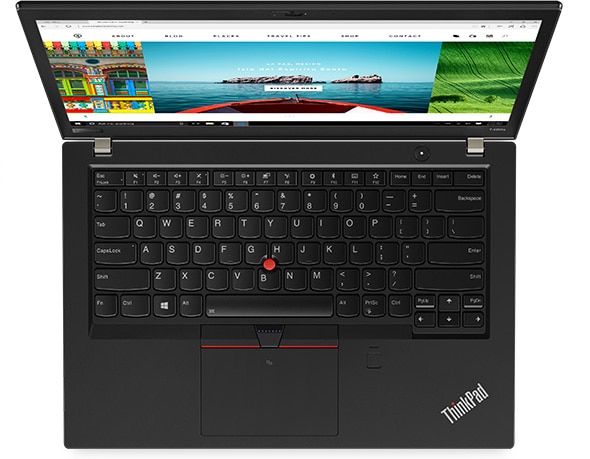 Lenovo ThinkPad T480s - Vue aérienne montrant le légendaire clavier ThinkPad