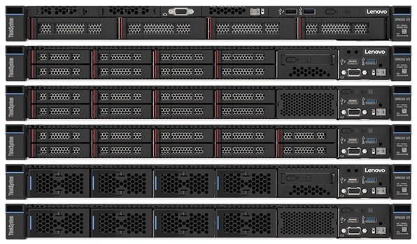 Stack of ThinkSystem SR630 V3 servers in different configurations