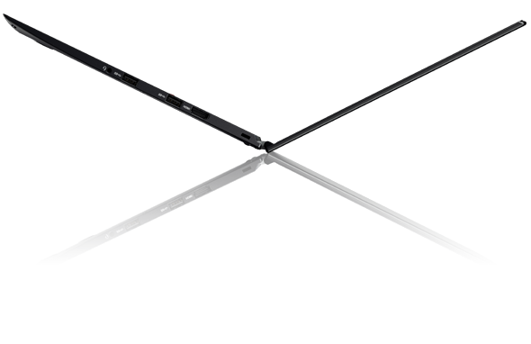 Lenovo ThinkPad X1 Carbon (4th Gen)  Right Side View Open 130 Degrees Resting on Back Hinge